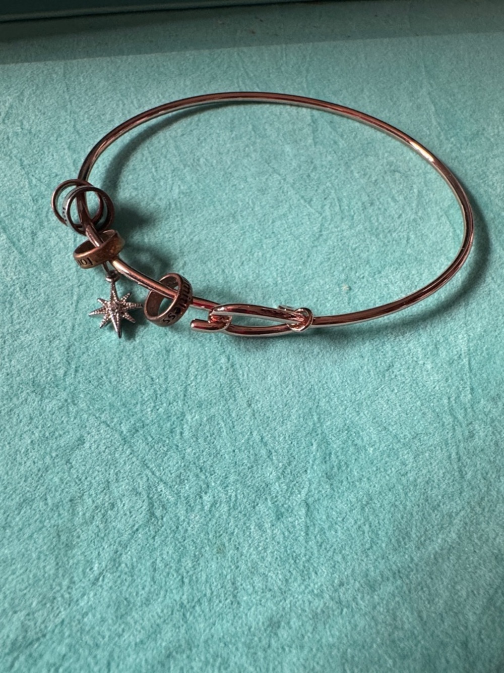 Origami Owl Rose Gold Starburst Charm Bangle Bracelet